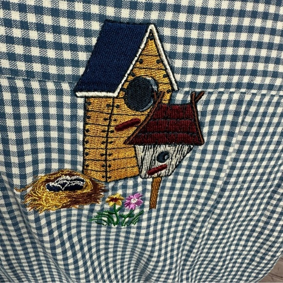 the quacker factory long sleeve embroidered sz sm 100% cotton bird house granny - Picture 9 of 9